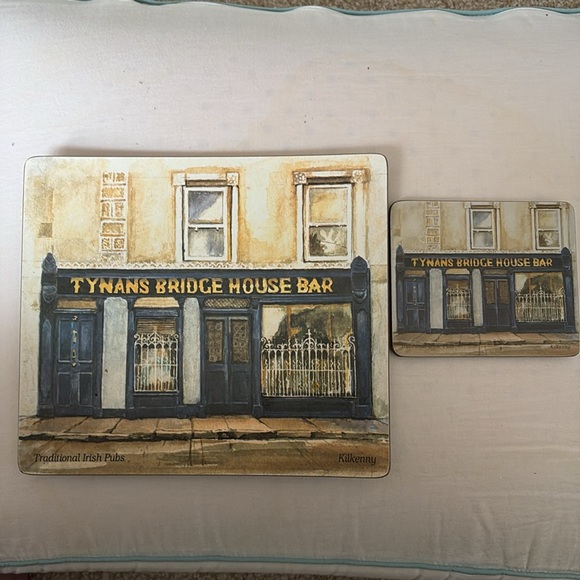Set of Four Traditional Irish Pub Mats with Matching Coasters - Picture 3 of 8